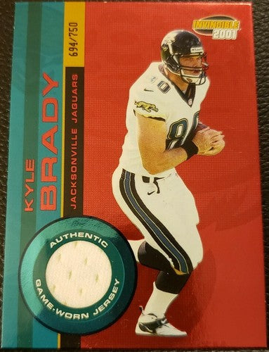 KYLE BRADY 2001 Pacific Invincible Red Game Used Worn Jersey Relic #/750 Jaguars