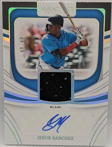 JESUS SANCHEZ 2022 Panini Immaculate DUAL AUTO Game Used Jersey SP #8/10 Marlins