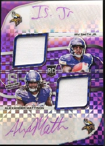 Alexander MATTISON Irv SMITH JR 2019 Panini Spectra DUAL AUTO PATCH 1/25 Vikings