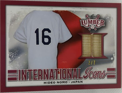 ðµ HIDEO NOMO 2021 Leaf Lumber DUAL Game Used BAT Relic RED SP #2/7 LA Dodgers