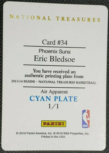 ERIC BLEDSOE 2013-14 Panini National Treasures Air Apparent PRINTING PLATE #1/1