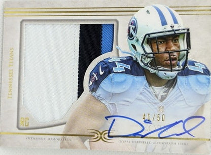 DAVID COBB 2015 Topps Definitive DUAL RC AUTO JUMBO JERSEY PATCH SP #/50 Titans