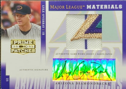 LYLE OVERBAY 2005 Prime Patches DUAL AUTO Jersey SLEEVE LOGO PATCH #1/5 D-Backs