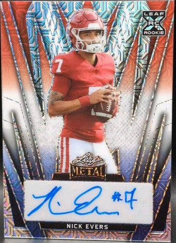NICK EVERS 2024 Leaf Metal RC AUTO RED WHITE BLUE MOJO SP 1/1 of Wisconsin UConn