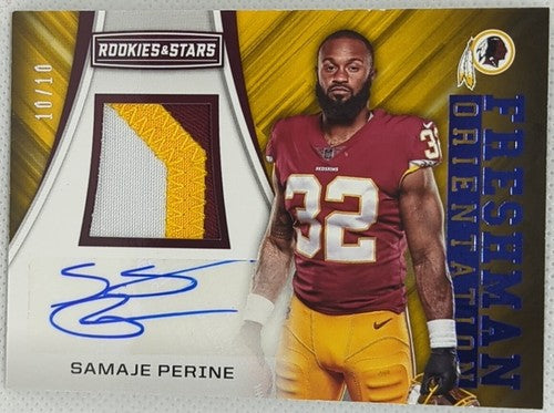 SAMAJE PERINE 2017 Panini Rookies & Stars DUAL RC AUTO JERSEY PATCH BLUE SP #/10