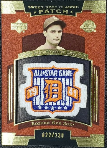 BOBBY DOERR 2004 UD Sweet Spot Classic Souvenir ALL-STAR LOGO PATCH /230 Red Sox