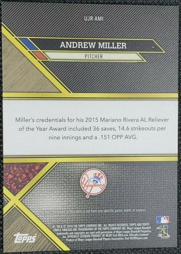 ANDREW MILLER 2016 Topps Triple Threads Unity JUMBO JERSEY Relic SP #/36 Yankees