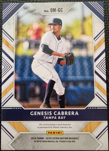 GENESIS CABRERA 2018 Panini Elite Extra DUAL Jersey LAUNDRY TAG PATCH SP /5 Rays