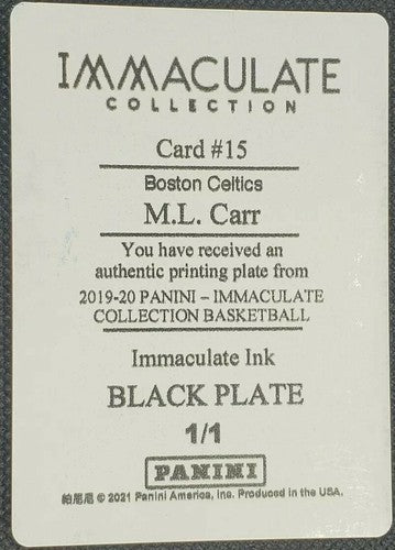 M. L. CARR 2019-20 Panini Immaculate Ink PRINTING PLATE SP 1/1 Celtics ML One of