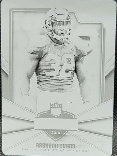 RASHAAN EVANS 2018 Panini Score RC PRINTING PLATE SP #1/1 Titans Patches One of