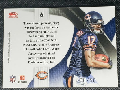 JUAQUIN IGLESIAS 2009 National Treasures RC JERSEY LAUNDRY TAG PATCH #/50 Bears