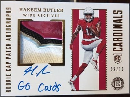 HAKEEM BUTLER 2019 Panini Encased RC AUTO CAP HAT LOGO PATCH Gold #/10 Cardinals