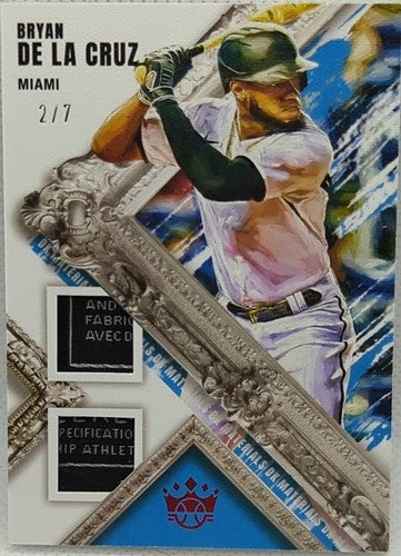 BRYAN DE LA CRUZ 2022 Panini Diamond Kings DUAL Jersey LAUNDRY TAG PATCH SP #2/7