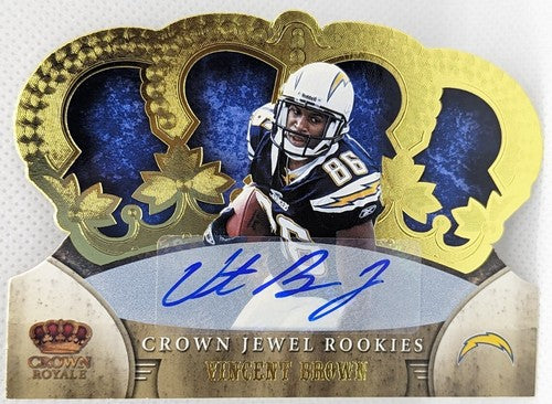 VINCENT BROWN 2011 Panini Crown Royale Jewel Die-Cut AUTO GOLD SP #7/10 Chargers