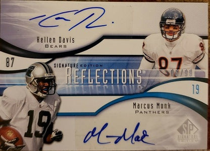 Kellen DAVIS Marcus MONK 2009 SP Signature Reflections DUAL AUTO Panthers Bears
