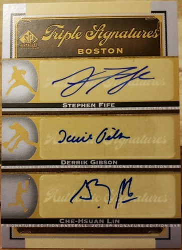 Stephen FIFE Derrik GIBSON LIN 2012 SP Signature Red Sox TRIPLE AUTO Autograph