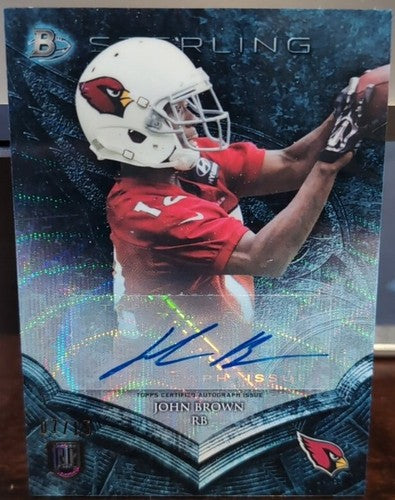 JOHN BROWN 2014 Bowman Sterling Blue Wave Refractor RC AUTO #/15 Cardinals Bills