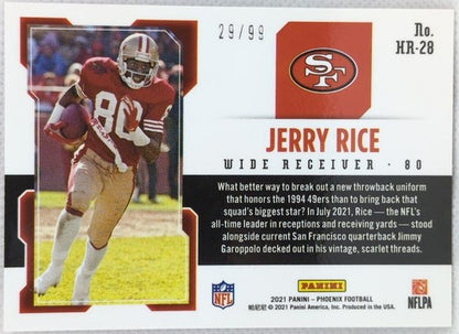 JERRY RICE 2021 Panini Phoenix Hot Routes ORANGE HOLO Parallel #/99 49ers Niners