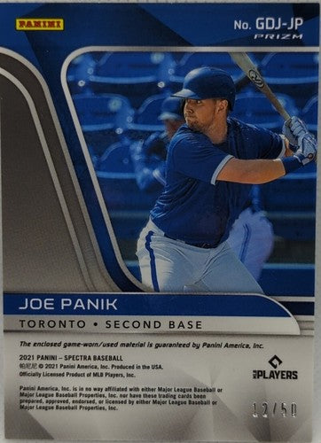 JOE PANIK 2021 Panini Spectra Game Worn JERSEY Dirty Patch #/50 Blue Jays Giants