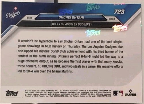 SHOHEI OHTANI 2024 Topps Now 9.19 Greatest Day #723 Dodgers World Series Japan