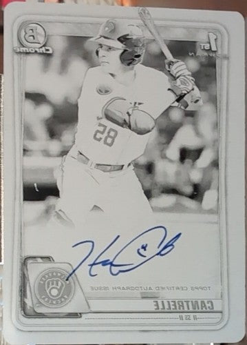 HAYDEN CANTRELLE 2020 Bowman Draft Chrome AUTO PRINTING PLATE #1/1 Brewers Cubs