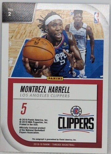 MONTREZL HARRELL 2018-19 Panini Threads Signage AUTO Gold SP #5/5 Clippers 76ers