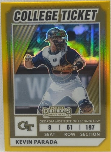 KEVIN PARADA 2022 Panini Elite Extra Contenders College Ticket GOLD #10/10 Mets