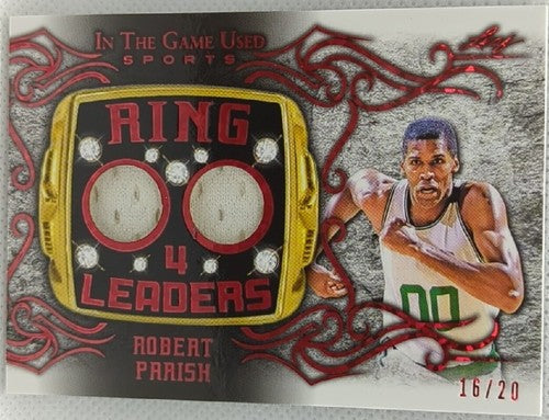 ROBERT PARISH 2022 Leaf In The Game Used DUAL Worn JERSEY RED SP #16/20 Celtics