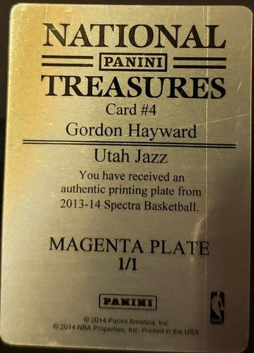 GORDON HAYWARD 2013-14 Spectra Spectacular PRINTING PLATE #1/1 of 1 Jazz Celtics