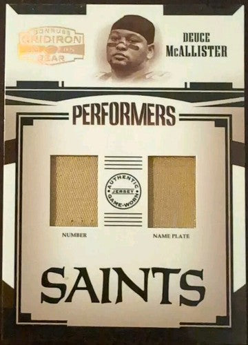 DEUCE McALLISTER 2005 Gridiron Gear DUAL Jersey NUMBER NAME PLATE PATCH SP #/50