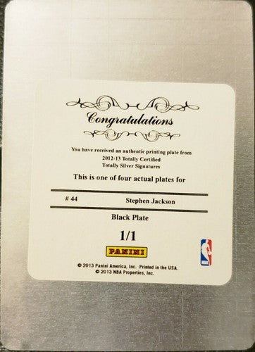 STEPHEN JACKSON 2012-13 Panini Totally Certified PRINTING PLATE SP #1/1 Spurs