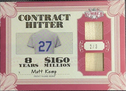 MATT KEMP 2022 Leaf Lumber DUAL Game Used BAT Relic #/3 LA Dodgers Braves Padres
