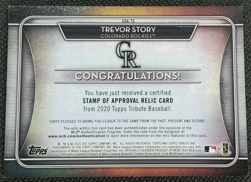 TREVOR STORY 2020 Topps Tribute Game Used JERSEY Relic SP #/150 Rockies Stamped