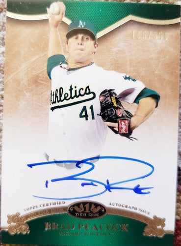 BRAD PEACOCK 2012 Topps Tier One On the Rise AUTO Autograph SP #/350 Oakland A's