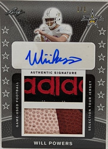 WILL POWERS 2019 Army All-American Bowl AUTO Adidas LOGO Jersey BALL PATCH #1/1