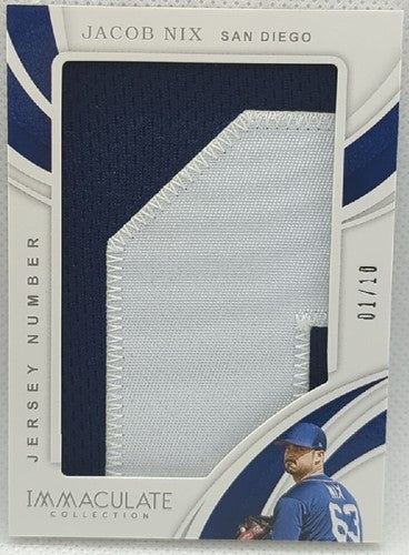 JACOB NIX 2019 Panini Immaculate JUMBO Game Used Jersey NUMBER PATCH 1/10 Padres