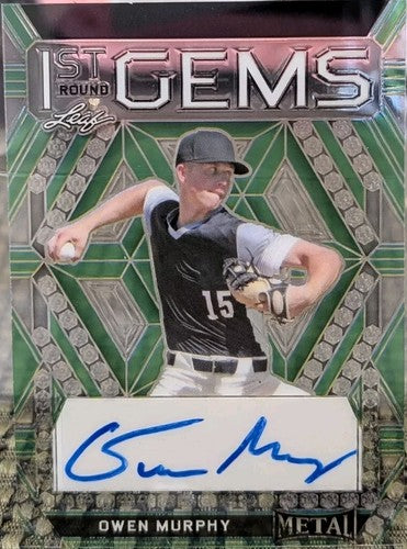 OWEN MURPHY 2022 Leaf Metal 1st Round Gems RC AUTO CLEAR GREEN PROOF #1/1 Braves