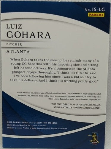 LUIZ GOHARA 2018 Panini Immaculate Game Used Jersey LAUNDRY TAG LOGO PATCH #2/10