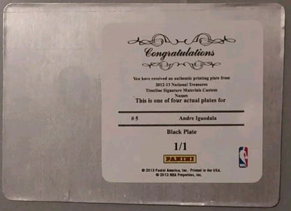 ANDRE IGUODALA 2012-13 National Treasures Timeline PRINTING PLATE SP 1/1 Nuggets