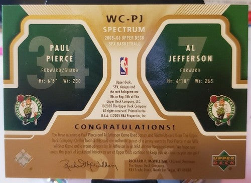 Paul PIERCE Al JEFFERSON 2005-06 SPx Dual All-Star Game Used Jersey #/25 Celtics