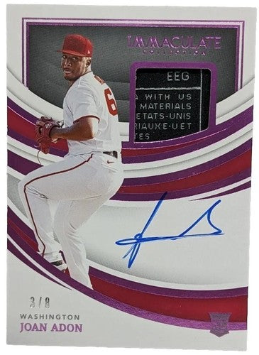 JOAN ADON 2022 Panini Immaculate AUTO Jersey LAUNDRY TAG PATCH Pink /8 Nationals