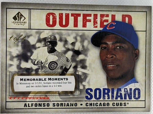ALFONSO SORIANO 2008 Upper Deck SP Legendary Cuts Memorable Moments #1/1 Cubs of
