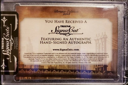 RALPH TERRY 2013 TriStar SignaCuts Bronx Edition Cut AUTO Green SP 10/10 Yankees