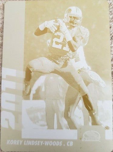 KOREY LINDSEY WOODS 2011 Upper Deck Rookie PRINTING PLATE SP #1/1 of 1 Bengals