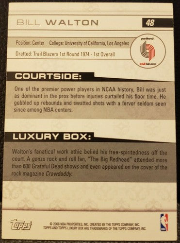 BILL WALTON 2007-08 Topps Luxury Box Silver #/75 Portland Trail Blazers Celtics