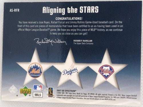 Rafael FURCAL Jimmy ROLLINS Jose REYES 2007 UD Spectrum TRIPLE JERSEY Relic #/99