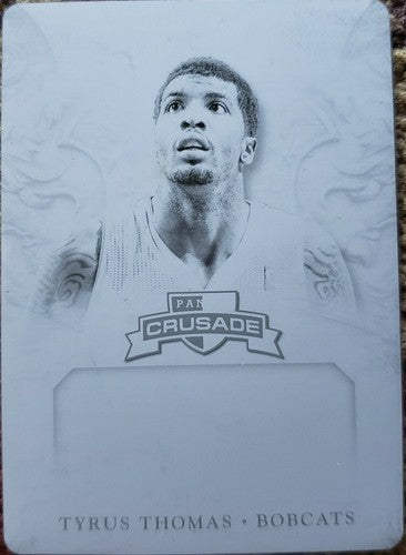 TYRUS THOMAS 2012-13 Crusade Quest Memorabilia PRINTING PLATE 1/1 Bobcats One of