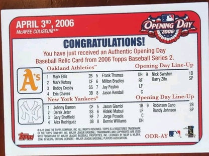 Frank THOMAS Derek JETER MATSUI ZITO 2006 Topps Yankees A's Game Used BASE PATCH