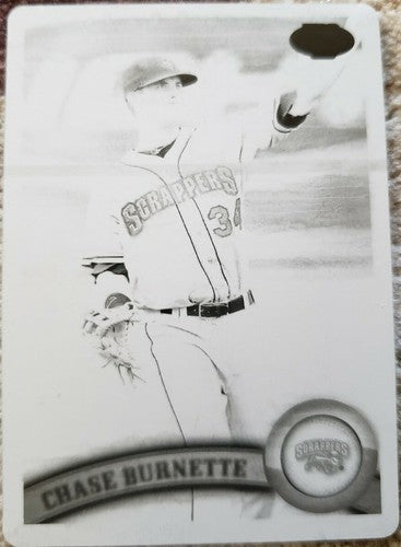 CHASE BURNETTE 2011 Topps Pro Debut Rookie PRINTING PLATE SP #1/1 of 1 Indians