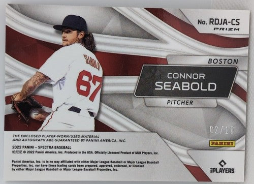 CONNOR SEABOLD 2022 Panini Spectra AUTO DUAL Jersey LOGO PATCH Gold #/10 Red Sox